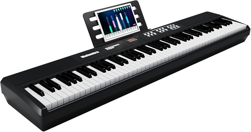Piano digital ponderado de 88 teclas, teclado de piano eléctrico de tamaño completo | Con acción de martillo, pedal de sostenido, función MP3, parlante dual de 15 W, admite conexión USB-MIDI/inalámbrica