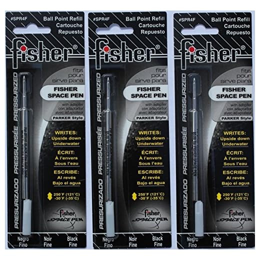 Fisher SPR4F Space Pen Ink Fine Point Refill, Black, 3 Pack