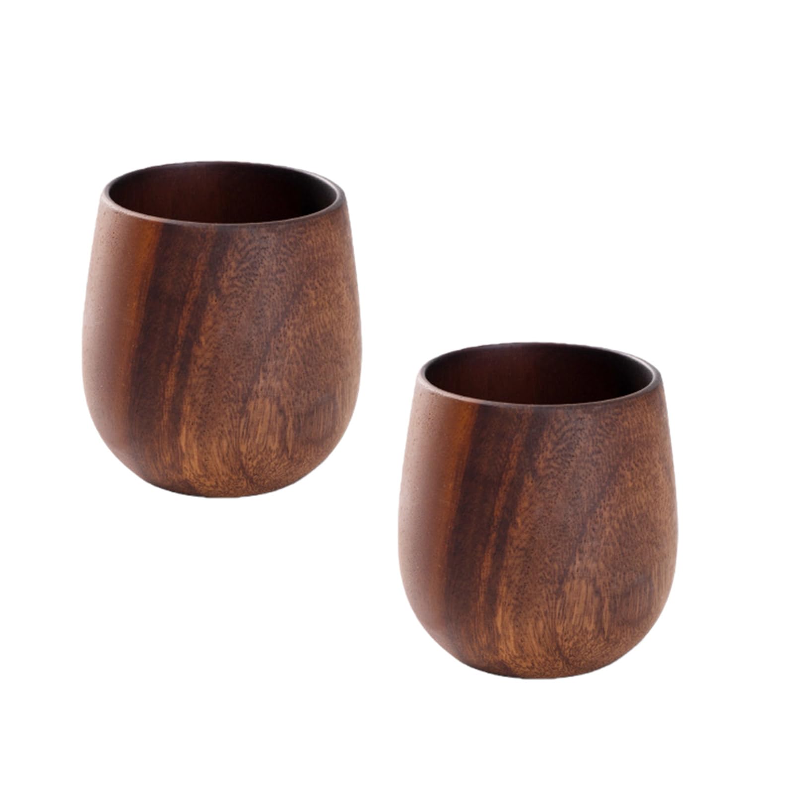 Elnwnnkc Of 2 Bucolic Styles Wooden Mugs Feature Smooth Front and Sturdy Construction Perfect for Hot Cold Drink in Kitchen or Living Space Comfortable Grip