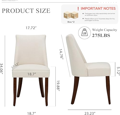 Miniatura 8 de COLAMY Juego de 4 sillas tapizadas para comedor, sillas de cocina de estilo moderno de mediados de siglo con respaldo, sillas de comedor laterales