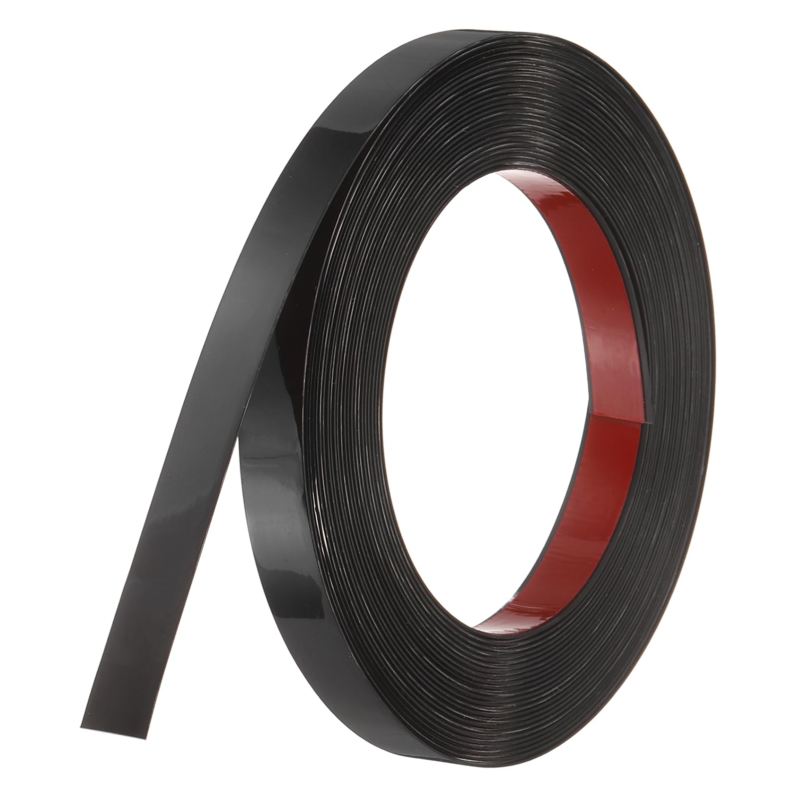 sourcing map Black Peel and Stick Molding Trim, 0.8 Inch x 39.4 ft Self-Adhesive Mirror Tape, Flexible PVC Border Strip for Wall Decoration Tile Edge Ceiling Floor Frame Furniture Decoration