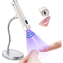 Handheld Mini UV Light for Nails Flash Cure UV Led Nail Lamp with Stand Cat Eye Magnet- Hand Held Fast Dry Single UV Lamp Pen with Auto Sensor for Manicure Home Salon White