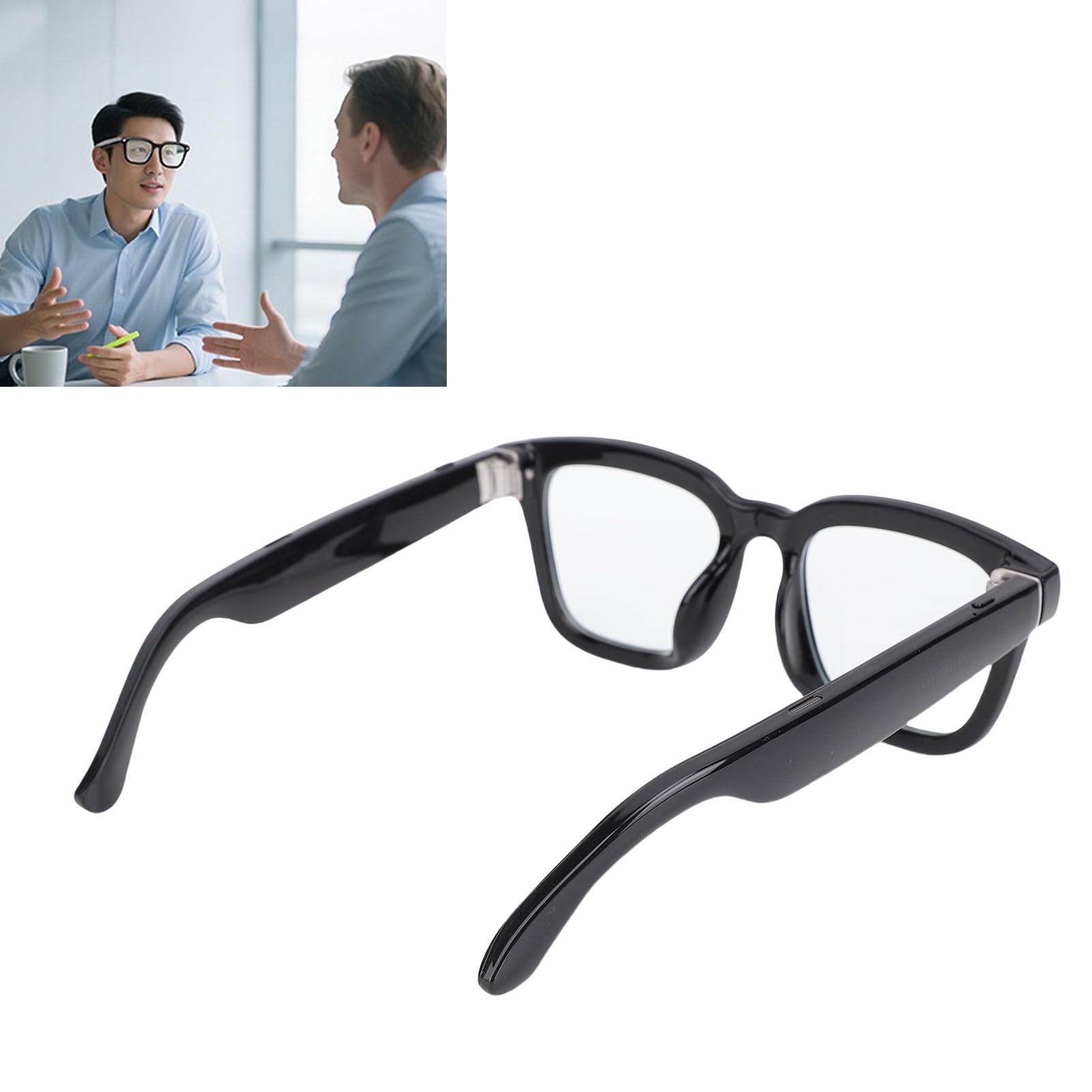 Annadue Lunettes Intelligentes AI, Bluetooth 5.3 Lunes de Traduction Intelligente Multifonctionnelles avec des Lentilles de Filtrage Lumineuse Bleu 1080p Camera HD pour Business Trade