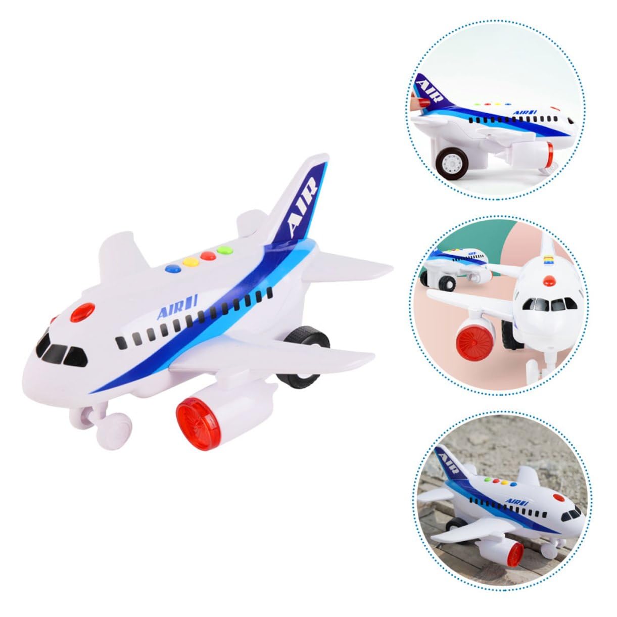 Gatuida Avión de Juguete Educativo para Pequeños, Modelo Inercial sin Batería, Material Plástico Seguro, Avión Giratorio para Aprendizaje y Desarrollo Temprano, Juguete Luminoso para