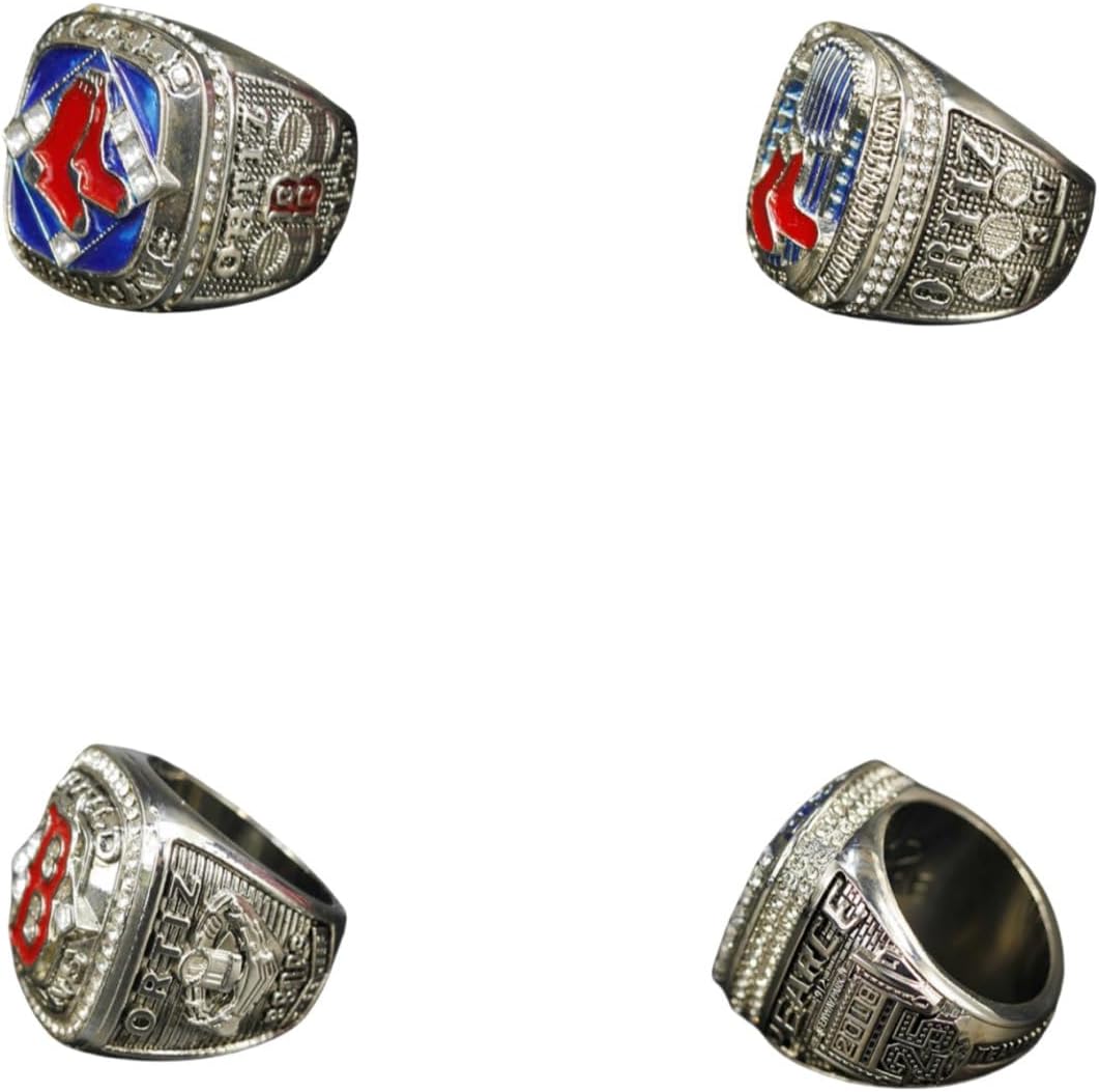 CLASSIC SERIES 2004 2007 2013 2018 'Red CHAMPIONSHIP RING SET 'Sox #Rarity Luxury Commemorative Sports Fan Detail Gift - Glory Collect Various Festivals Occasions with Sandalwood Box