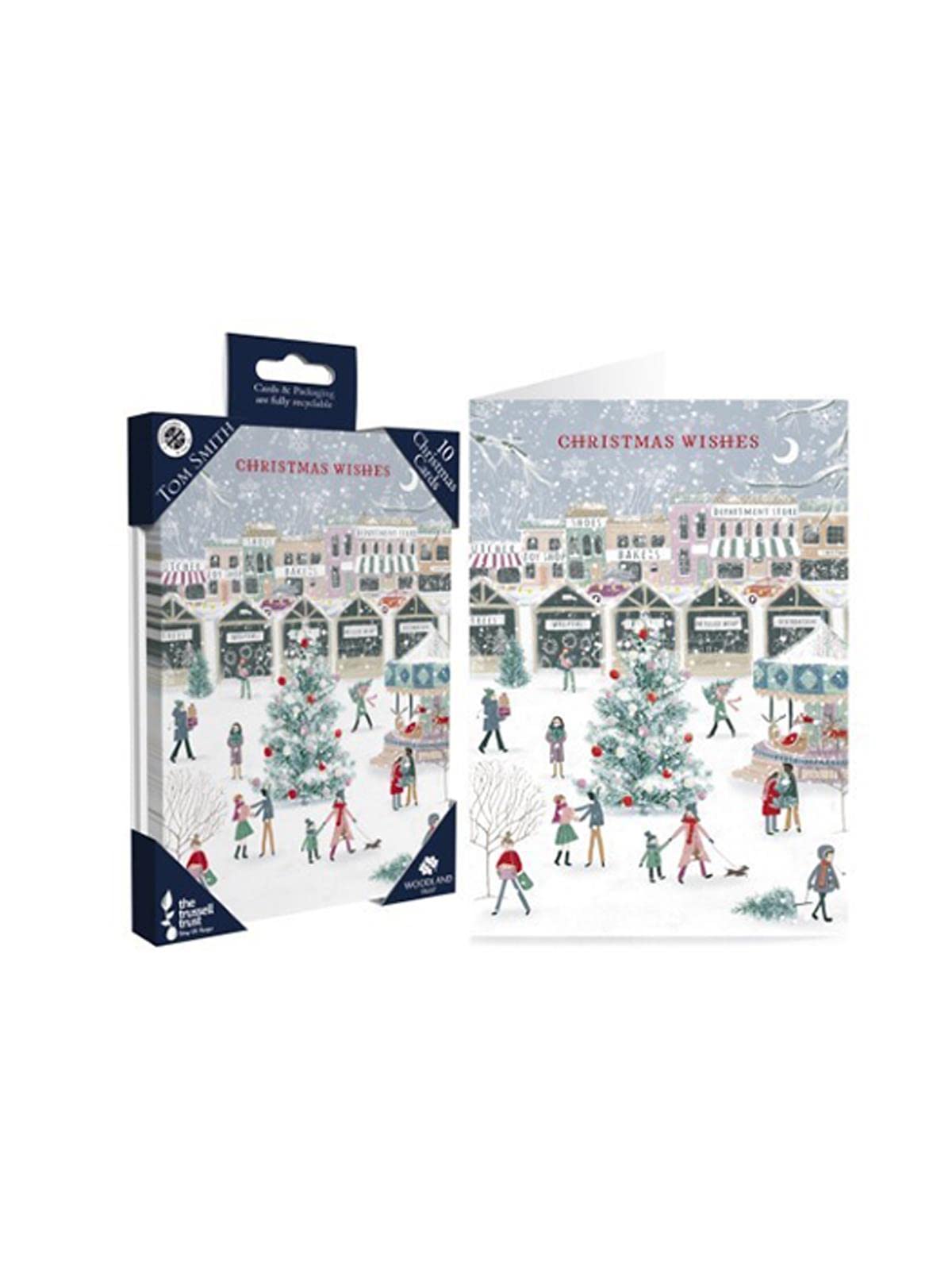 Tom SmithPack 10 Charity Christmas Cards Festive High Street Design Made UK Eco