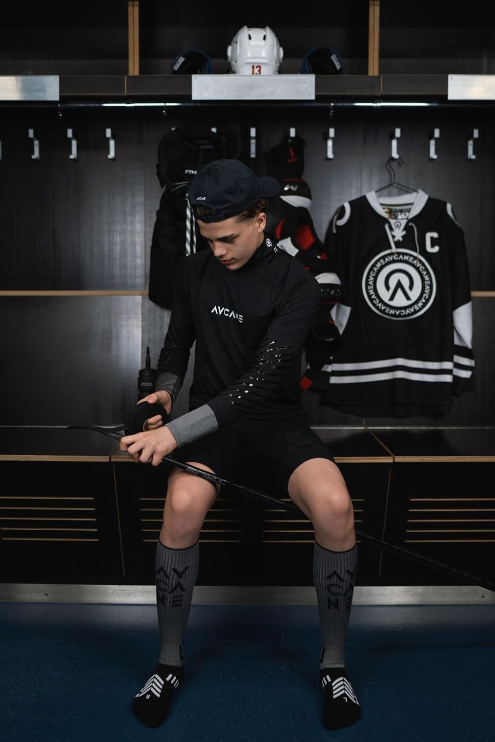 A-Shield Cut-Resistant Hockey Socks, Seamless Toe, Lace Bite & A5 Protection, Moisture-Wicking, Grey/Black