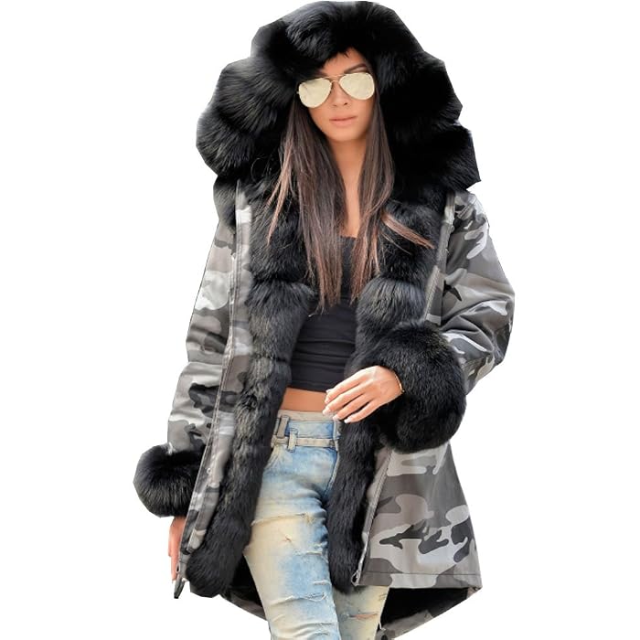 Warm Thick Faux Fur Coat Hood Parka 
