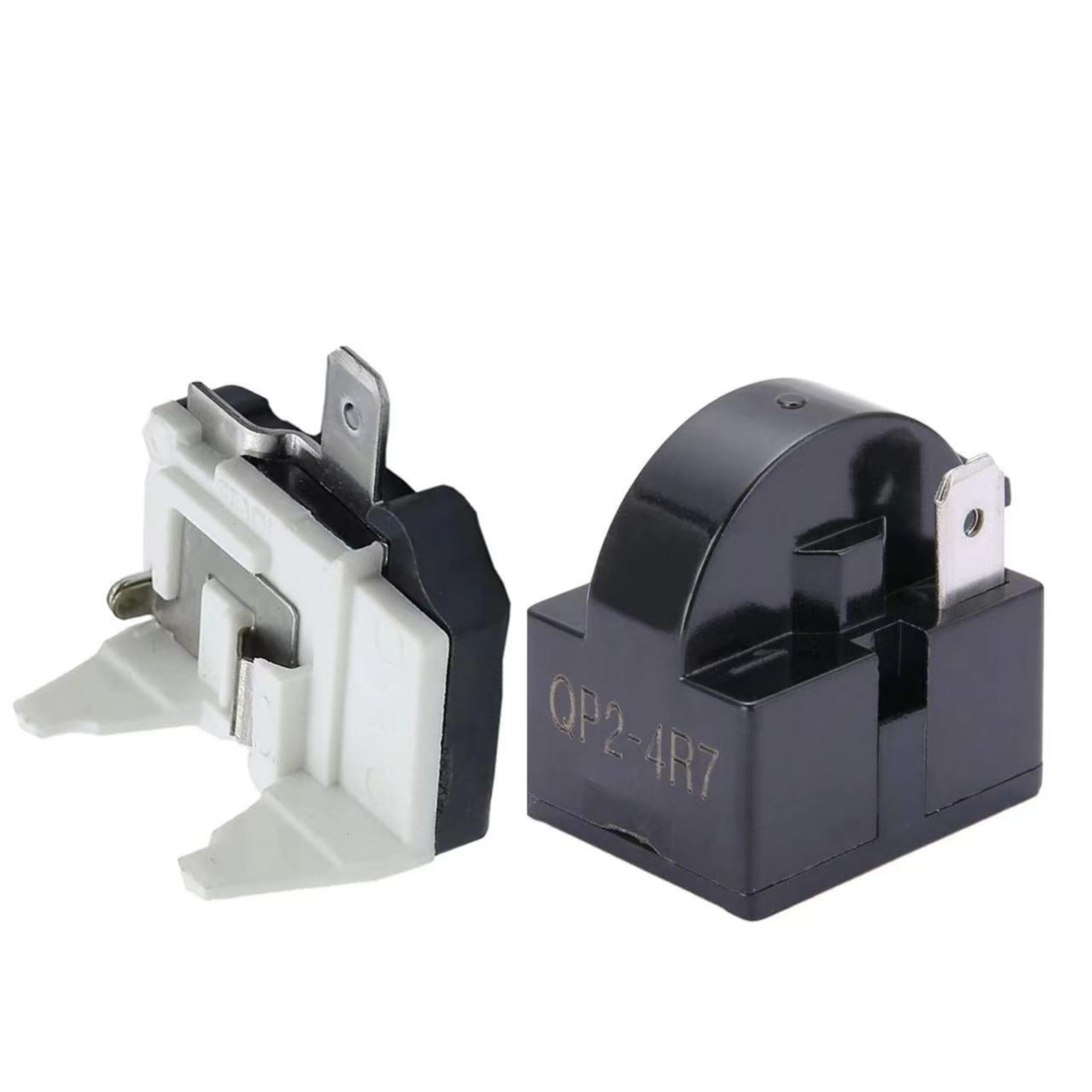1Pcs QP2-4R7 1Pin 4.7 Ohm Refrigerator Starter/Start Relay for Vissani Danby Compressor Relay and 1Pcs Refrigerator Overload Protector 1/2HP（2 Pieces in Total