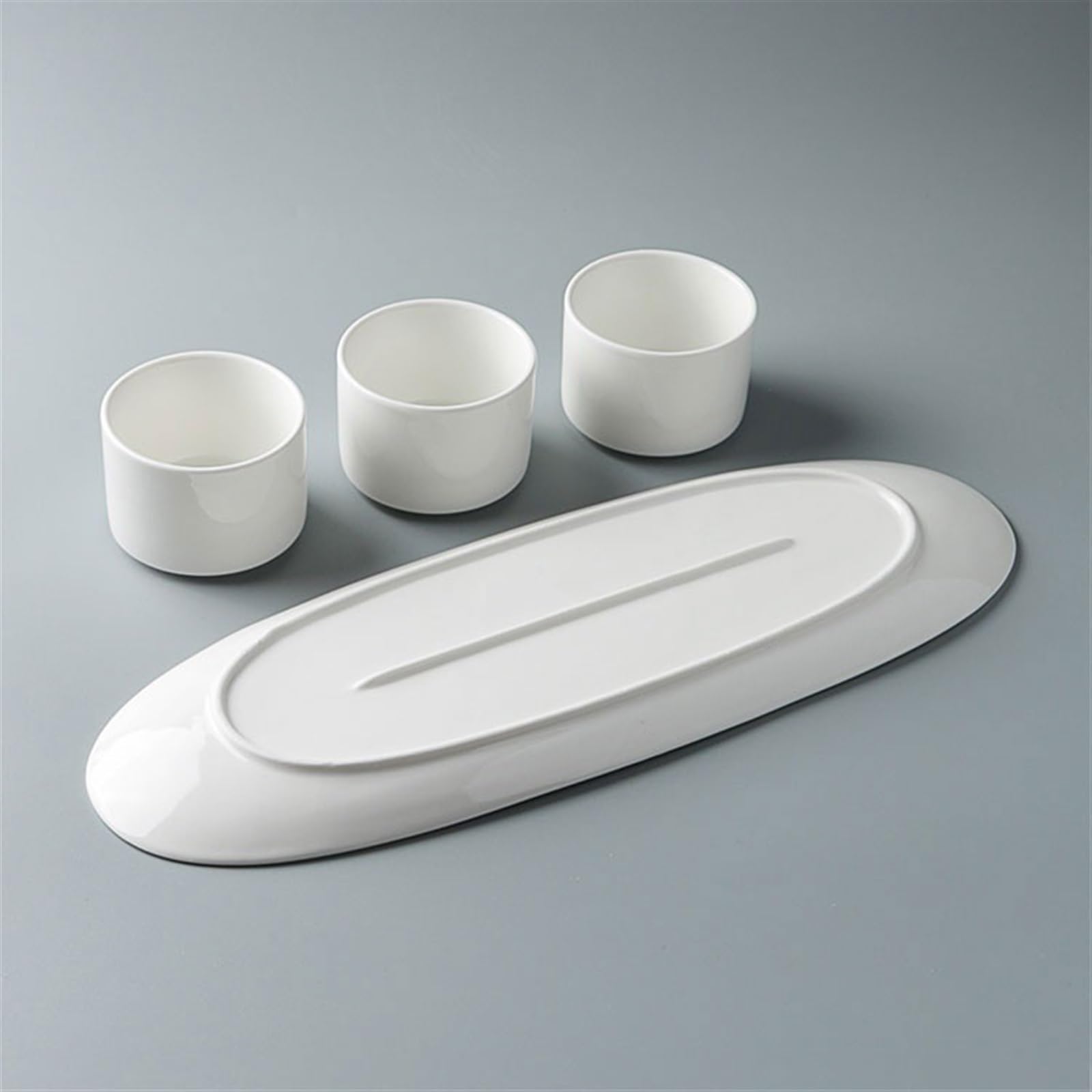 Ciotoline da Snack Bianco puro Tre piatti consecutivi Snack Bowl Pre-cena Piatto piccolo Piatto freddo Piatto rettangolare Stoviglie speciali Piatti Snack Ceramica