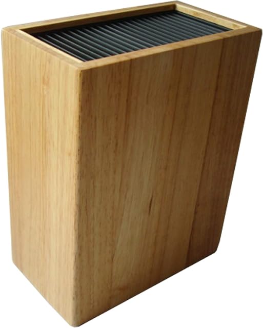 T&J Store® Rectangular Universal Upright Knife Block Without Knives - Improved Design to Protect Blades - Large Size Holds Upto 20 Knives (Wood)