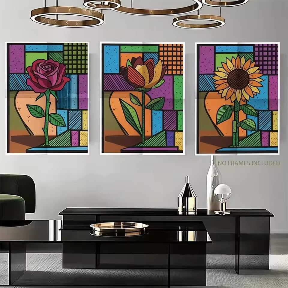 Décoration murale bohème rétro affiche botanique fleurie 40x60