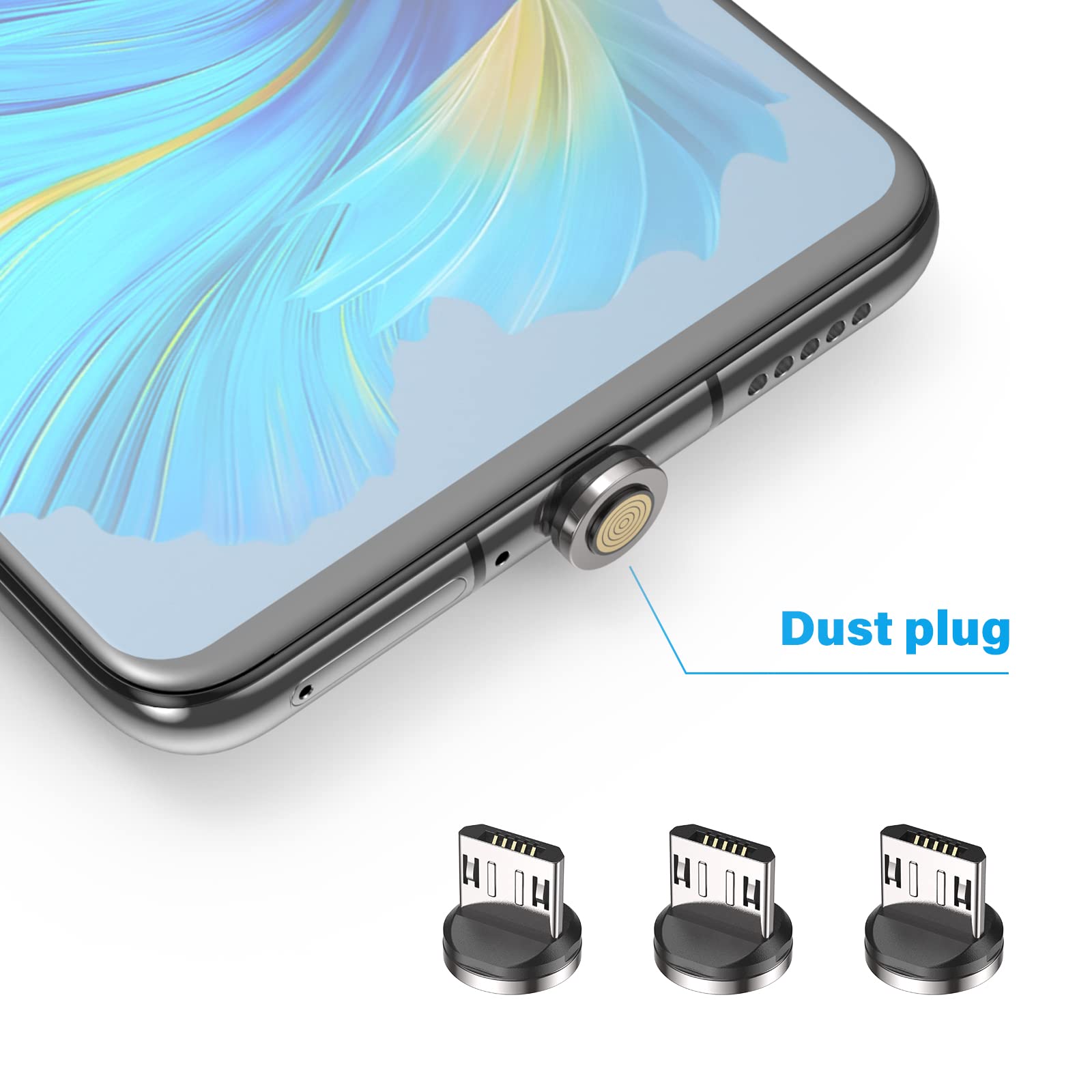 9 PIN Micro USB Magnético Cable de Carga de Teléfono Adaptador Conector Puntas Cabeza para Micro USB