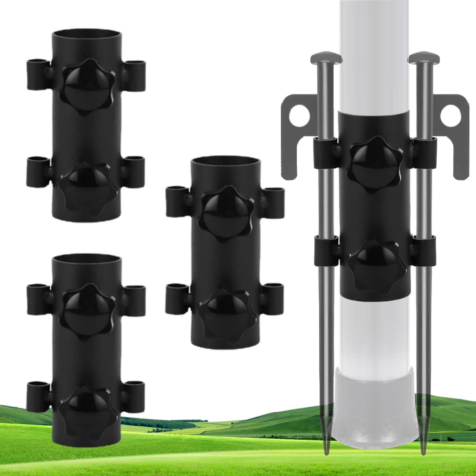 MOONDKIST 4Pack Tent Holder, Canopy Pole Fixed Tube, Adjustable Tent Canopy Holder, Tarp Pole Holder for Camping, Fishing, Hiking