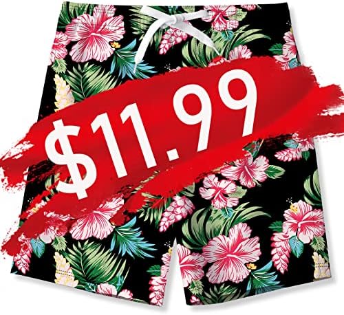 Kids Floral Swim Trunks Boys Hawaiian Swimming Wear Size 13-14 Swim Shorts