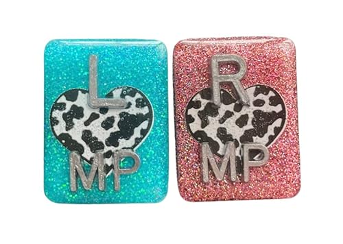 Cow Print Heart Xray Markers, With 2 or 3 Initials, Glitter, Rectangle, Cows, Farm