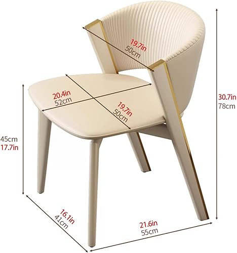 Miniatura 3 de Sillas de comedor de cocina con cuero, sillas de comedor con cómodo asiento tapizado con patas de metal, respaldo curvado, silla de cocina para sala