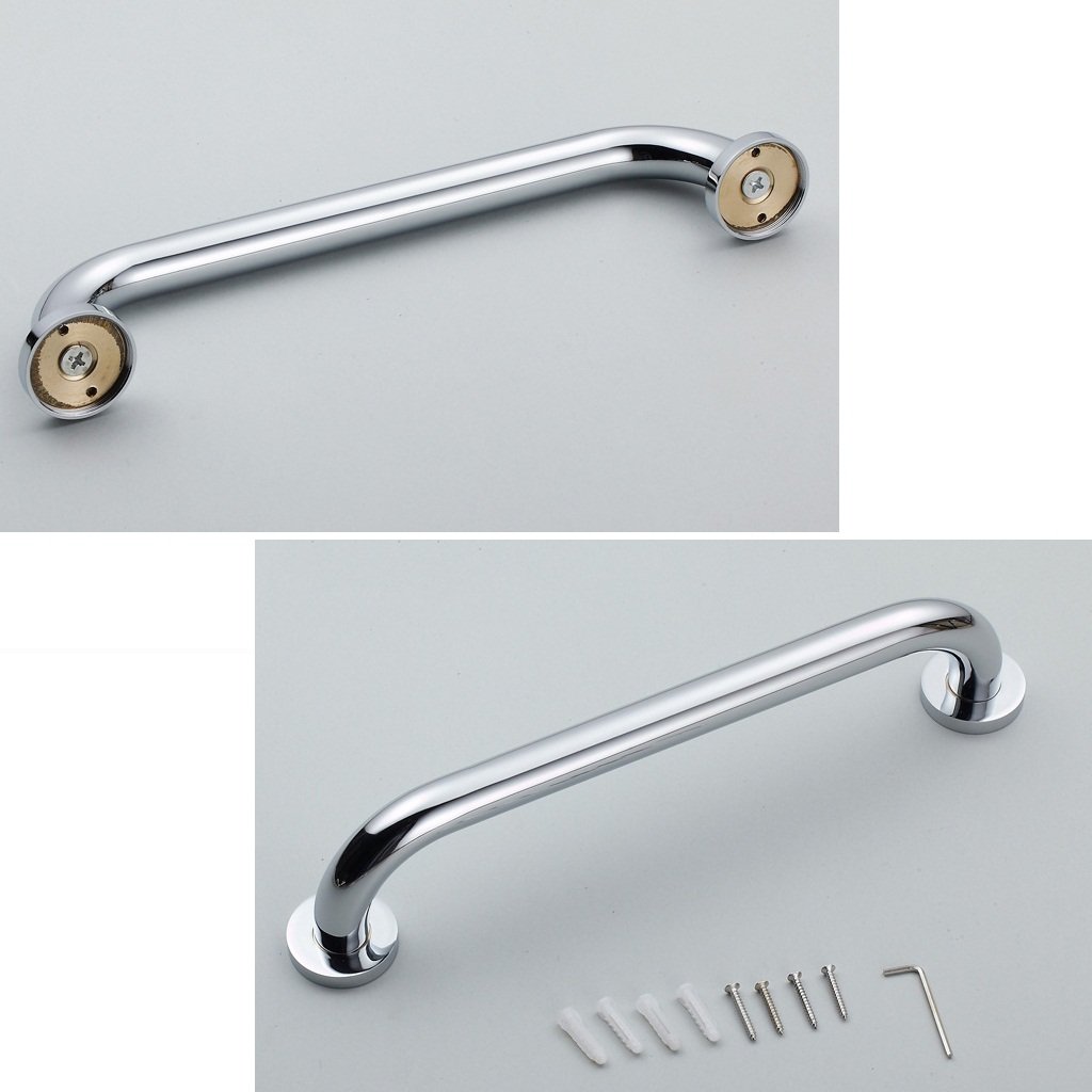 Maniglioni di Sicurezza in Ottone Cromato Lucido da Parete per Anziani/disabili, corrimano per WC/Doccia, Bagno, Argento (3 Misure) (Dimensioni: 40 cm)