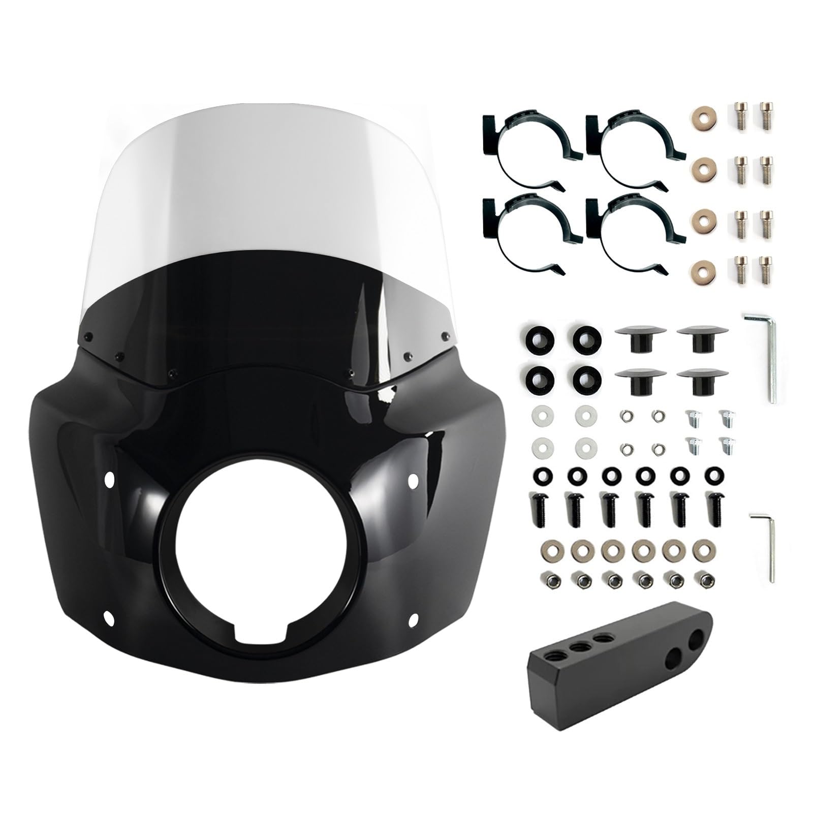 Deflektor motocykla Zestaw owiewki do motocykla Harley Dyna Street Bob Super Glide Low Rider 2006-2017, widelce 48-58 mm(6021-dn-11 clear)