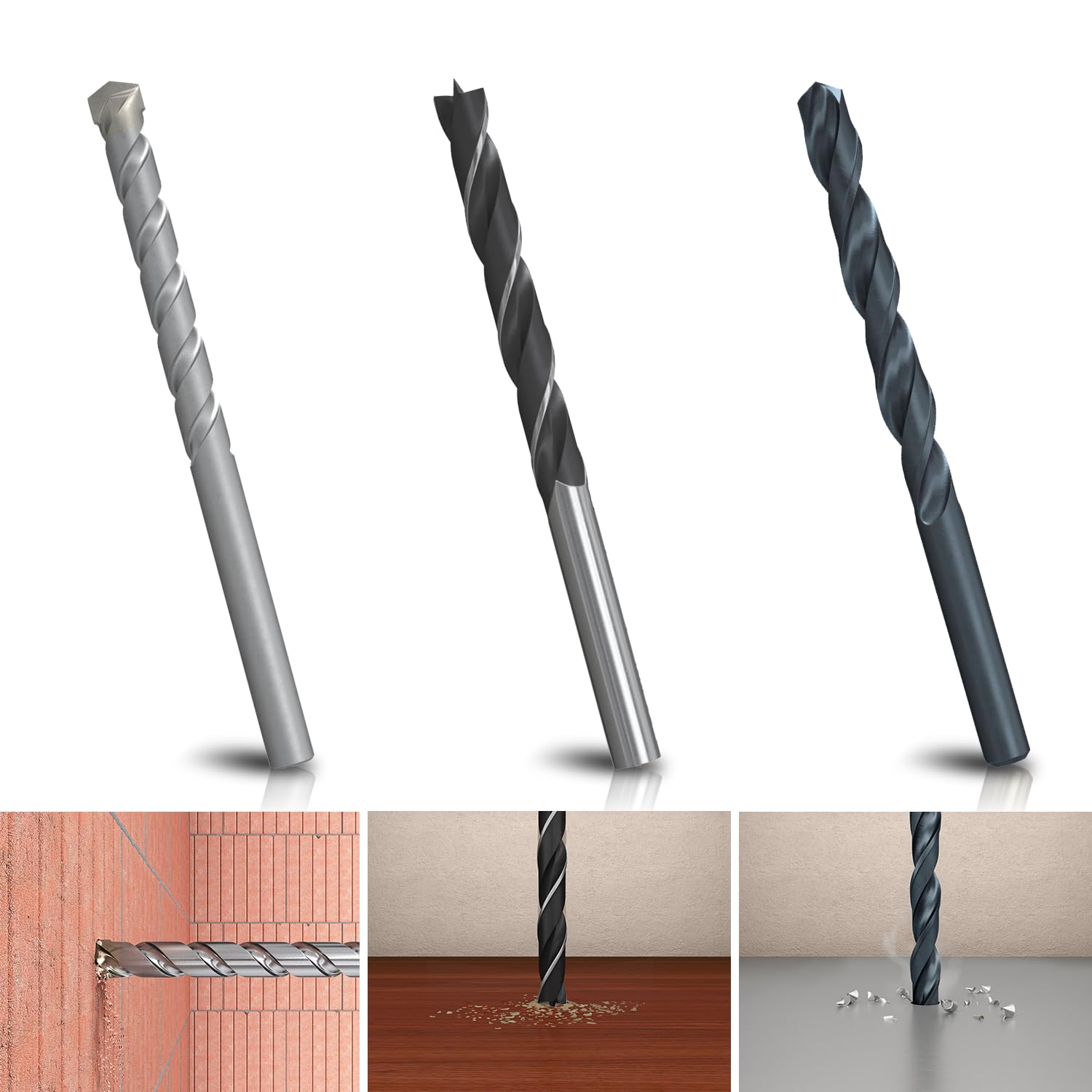 fischer - Kit de Brocas Profesionales para Taladro, 18 Piezas Versátiles para Pared, Madera, Metal, Juego Surtido con Diámetros de 3 a 10 mm, Durables, para Bricolaje y Profesionales