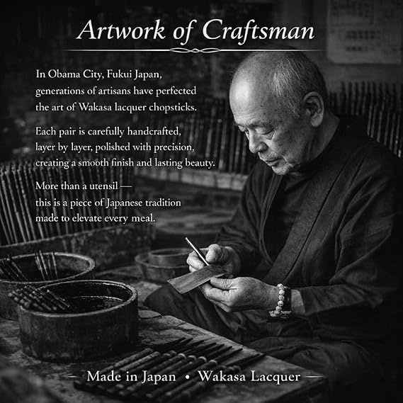 Premium Japanese Chopsticks Reusable [ Made in Japan ] Traditional Lacquer Art Wooden Chopsticks Black and Gold (YM001)