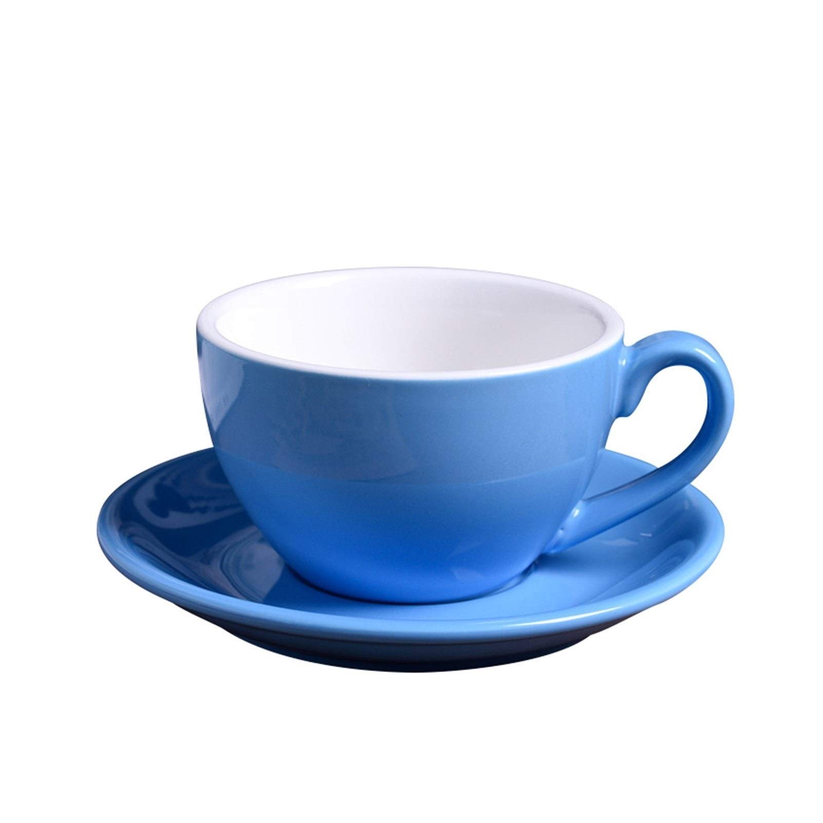 Duże ceramiczne kubki do kawy, Ceramiczny zestaw filiżanek i spodków do kawy herbaty, cappuccino, latte, wielokolorowy, 220 ml(G304855)