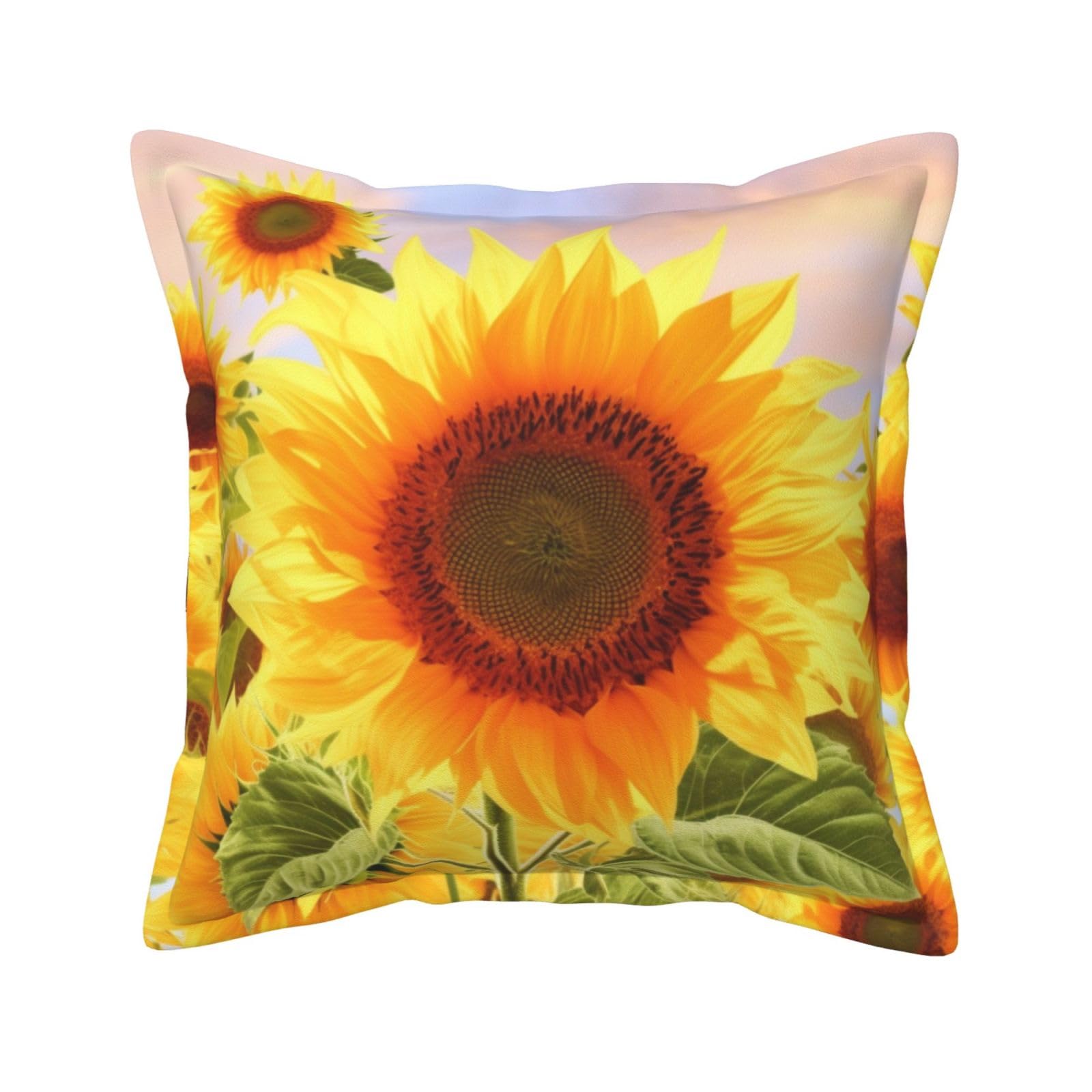 Housse de coussin pour canapé motif tournesol en cuir style champêtre