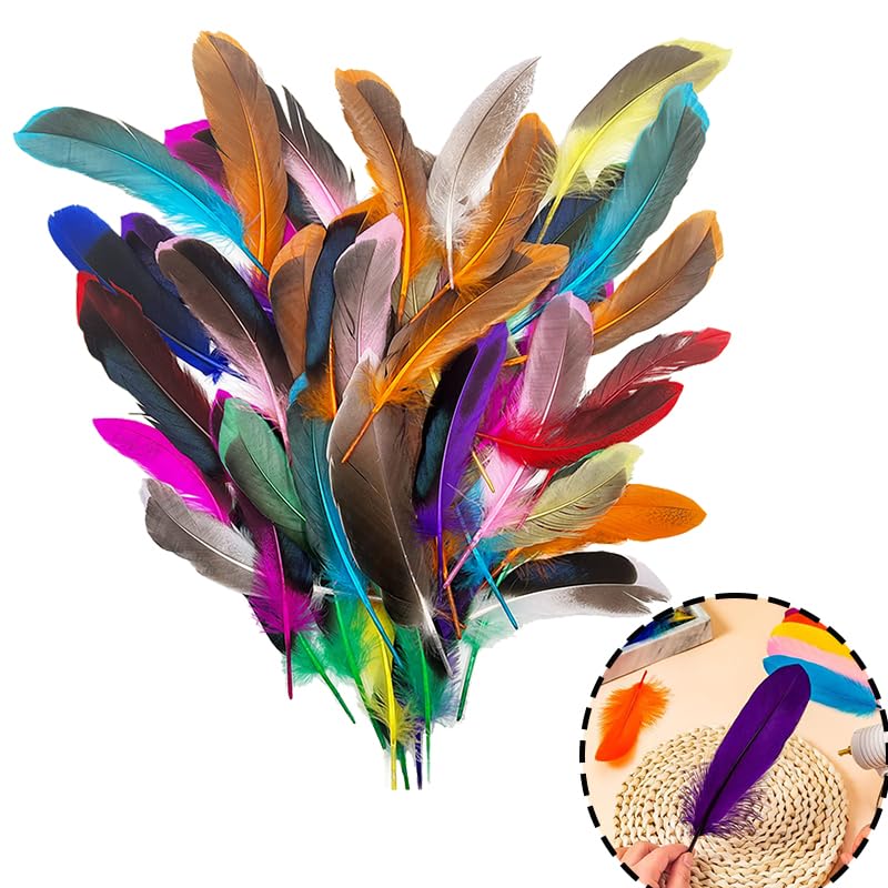 50 Stück Bunte Bastelfedern (10-15 cm) für Traumfänger DIY-Schmuck Hochzeitsdeko & Schulhandwerk
