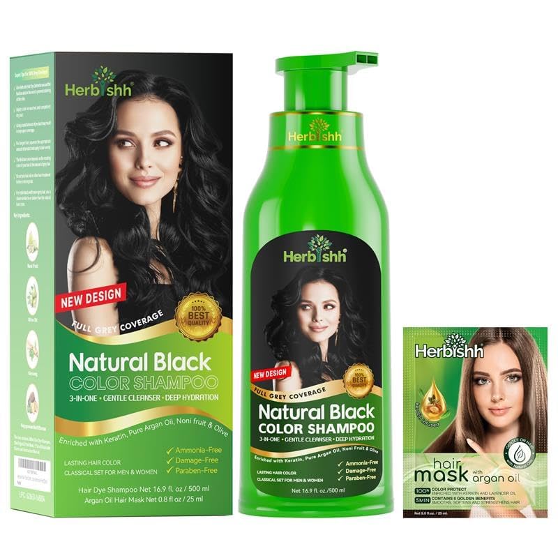 Hair Color Shampoo for Gray Hair – Natural Hair Dye Shampoo – Colors Hair in Minutes – Lasts Up To 3-4 Weeks – 500ML – 3-In-1 Hair Color – Colors, Cleanses, and Conditions (Black)