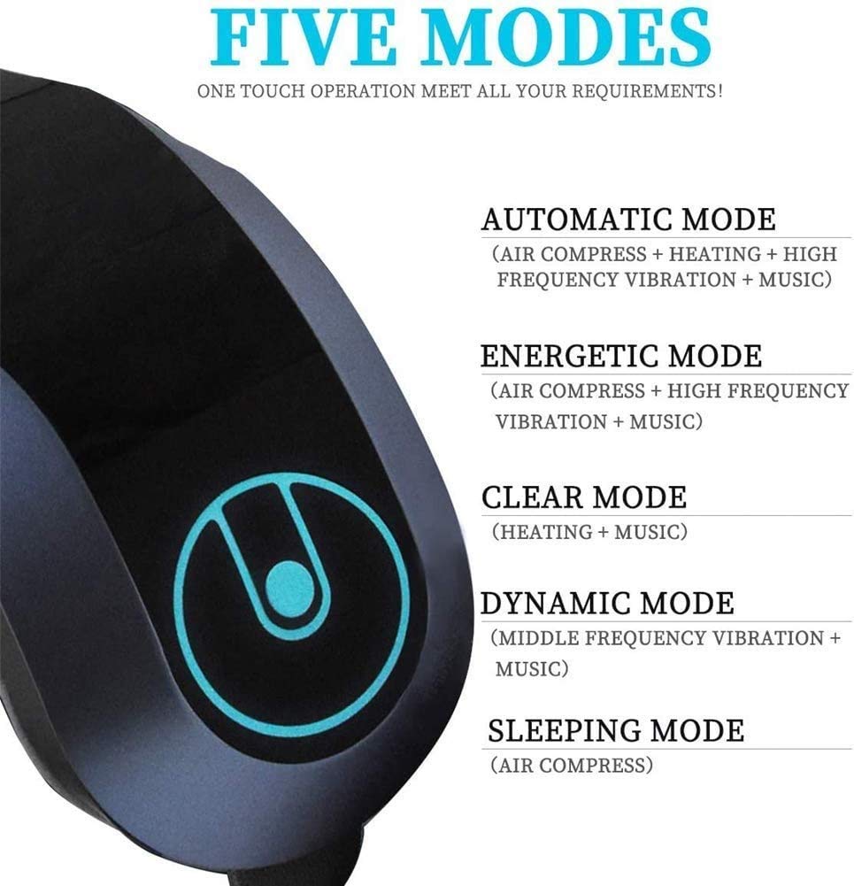Masajeador de ojos con calor, vibración, masaje con bolsa de aire, masajeador de terapia de ojos recargable con música Bluetooth for aliviar la tensión ocular, círculos oscuros, bolsas de ojos,