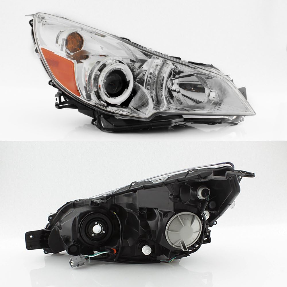 AKKON - For 2010-2014 Subaru Legacy/Outback Daytime Running Lamp Projector Headlights Chrome Housing Clear Lens Full Set