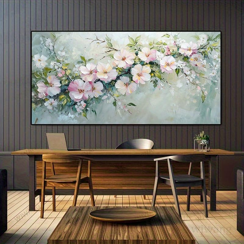 Décoration murale grand format Toile fleurs roses pour grand mur vide