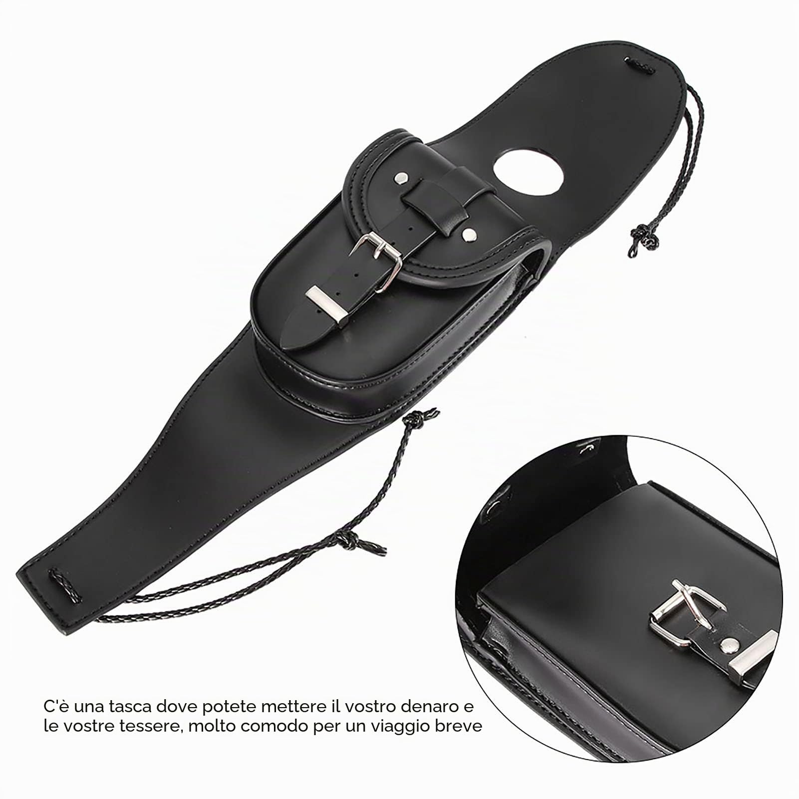 Borsa serbatoio in pelle universale per moto in pelle nera PU Pannello di copertura per serbatoio carburante con borsa a
