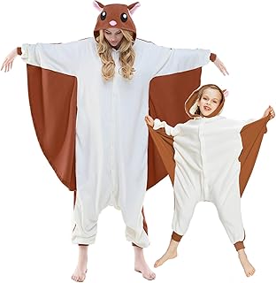 Best NEWCOSPLAY Unisex Adult Kid Flying Squirrel Pajamas- Plush One Piece Costume Family Review 