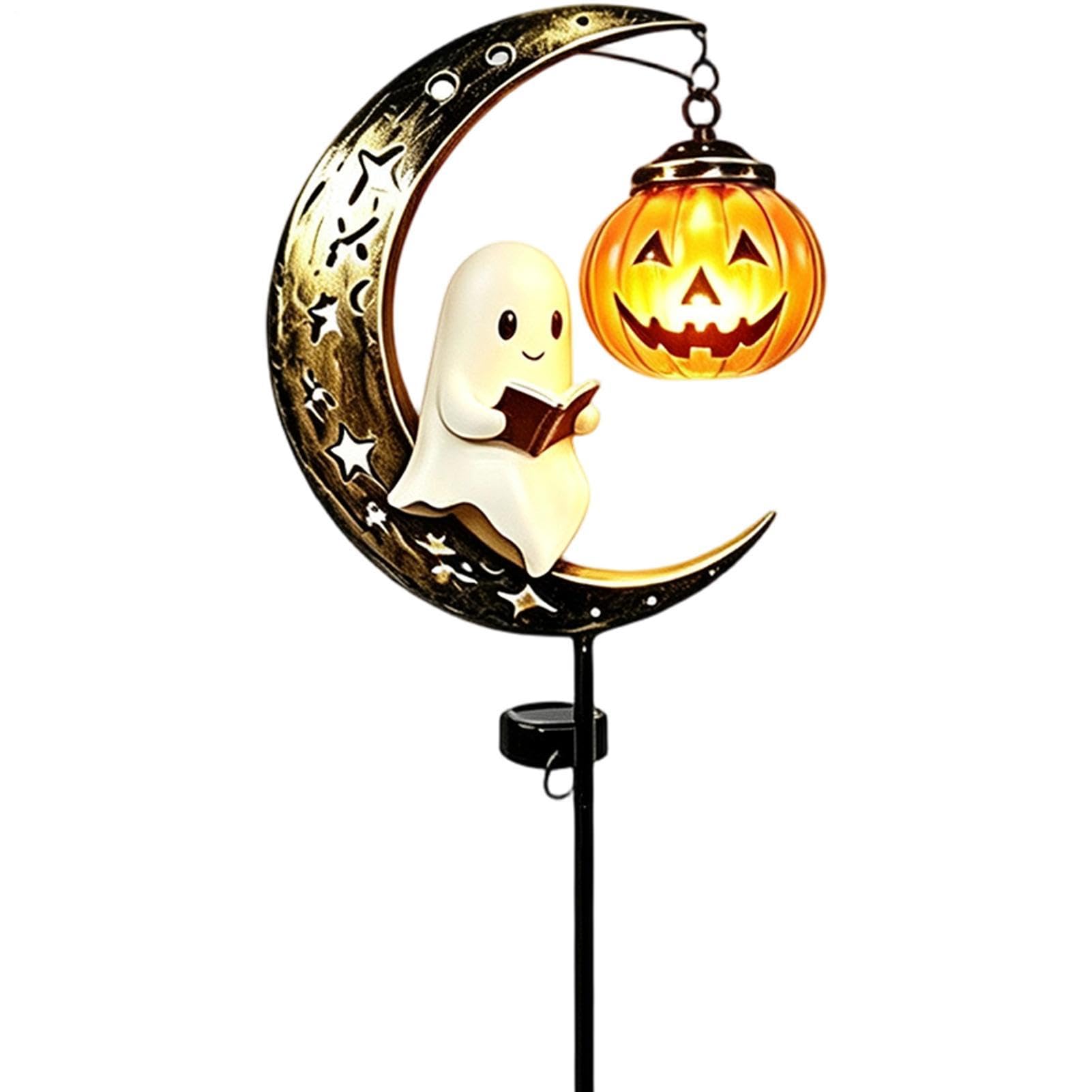 Halloween Lampy Solarne Na Palik Zewnętrzne Wodoodporny Palik Z Duchem | Lampy Solarne Figurki Dyni Zewnętrzne Ogród Ganek Chodnik Zewnątrz Trawnik Dziedziniec Ziemia