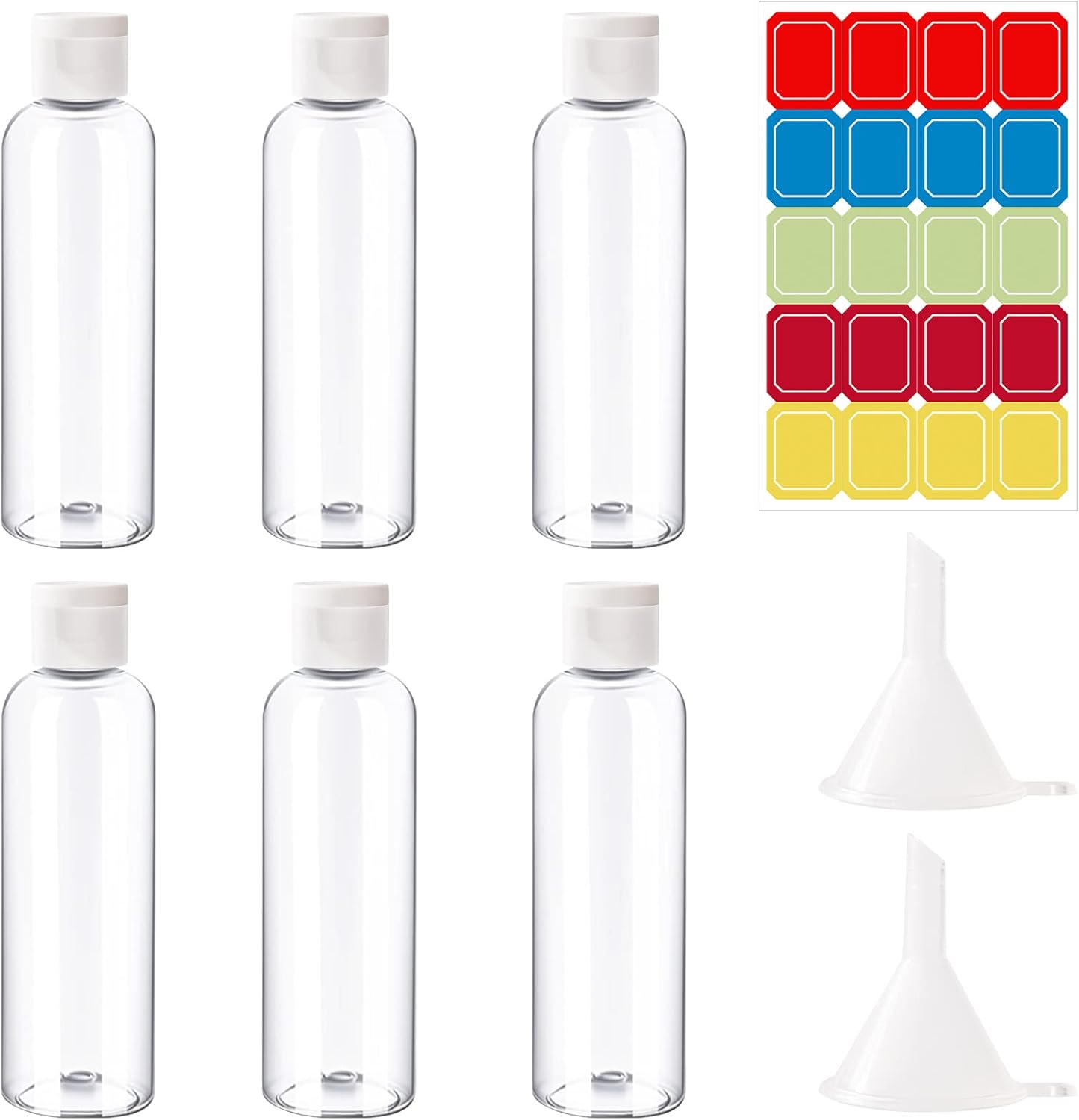 6 Pcs 100ml Plastic Travel Bottles, Empty Refillable Cosmetic Bottles