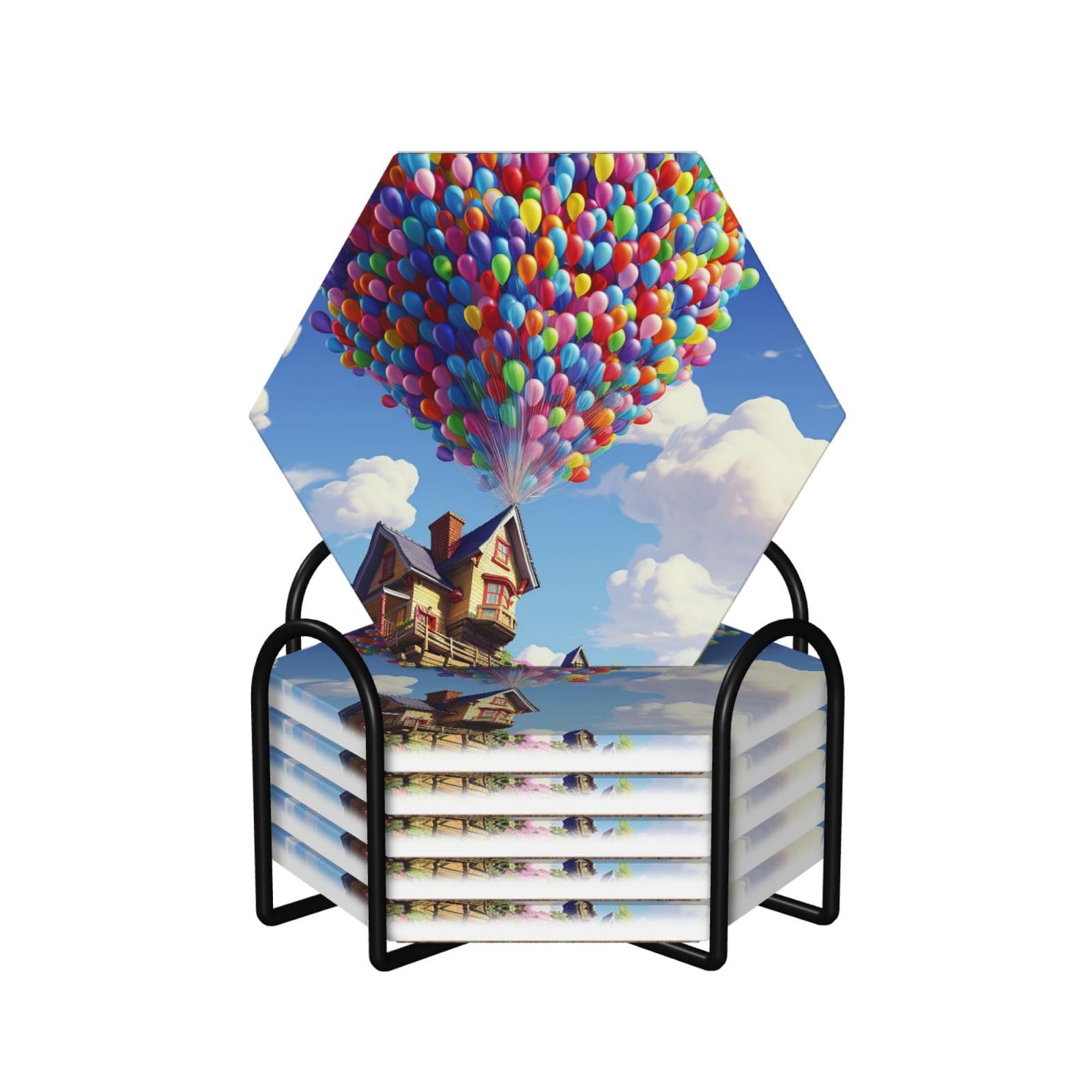 Dessous de verre céramique ballons colorés pour apéritif et café en terrasse