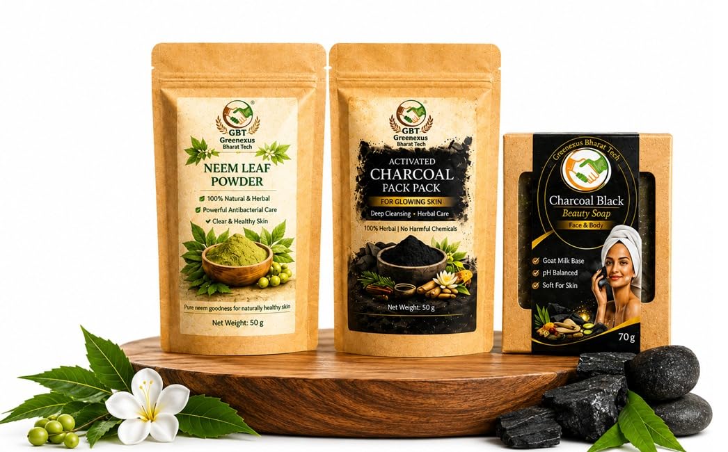 GBT Acne & Oil Control Combo with Neem Leaf Powder, Activated Charcoal Face Pack & Charcoal Black Soap | Deep Cleansing Skin Care Kit for Pimples, Oily Skin & Blackhead Removal | 100% Natural-image-13
