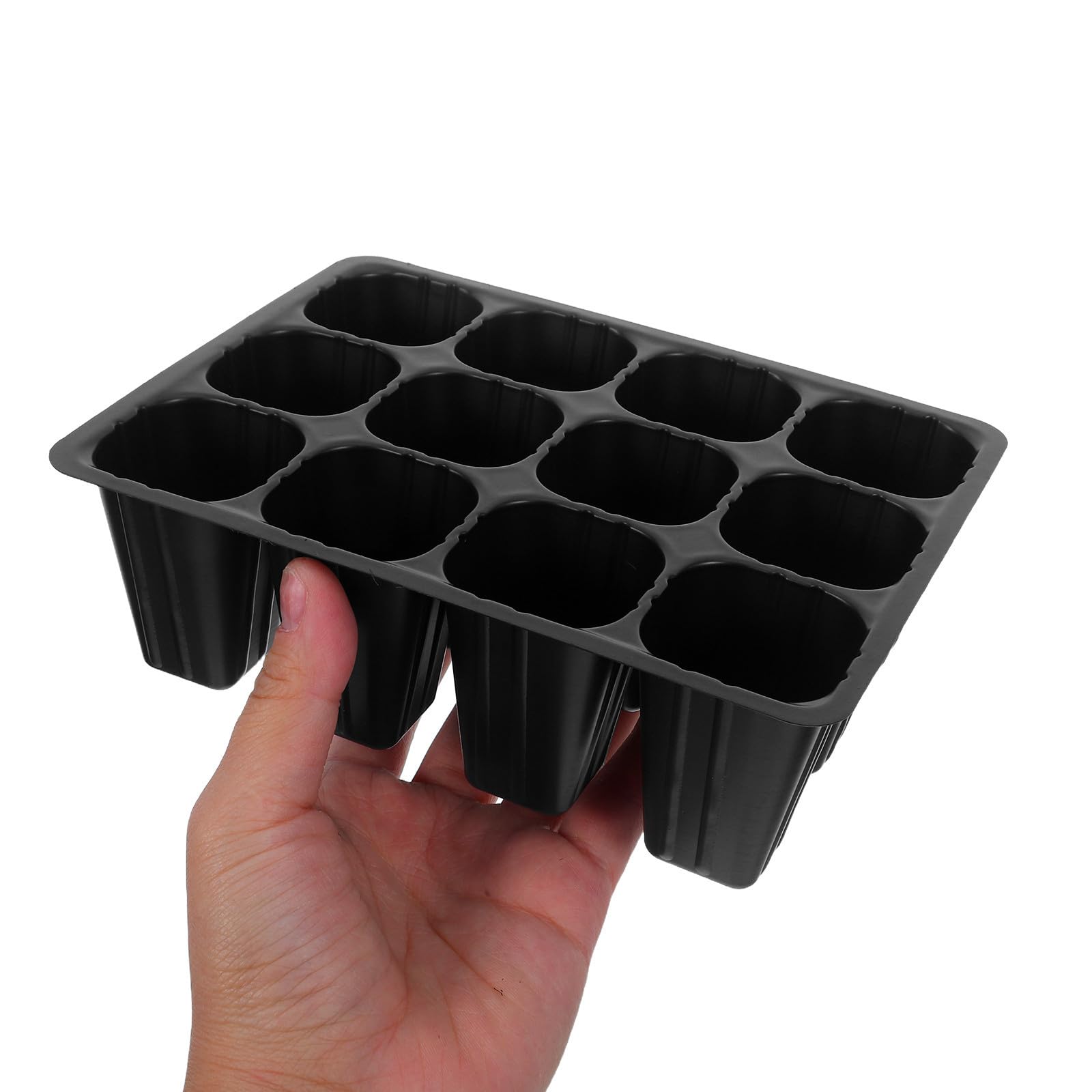 Toddmomy Bandeja para Germinación Negra de Plástico con 12 Celdas y Orificios de Drenaje, Resistente y Óptima para Cuidado Diario de Plantas y Hierbas, Paquete de 30 Unidades