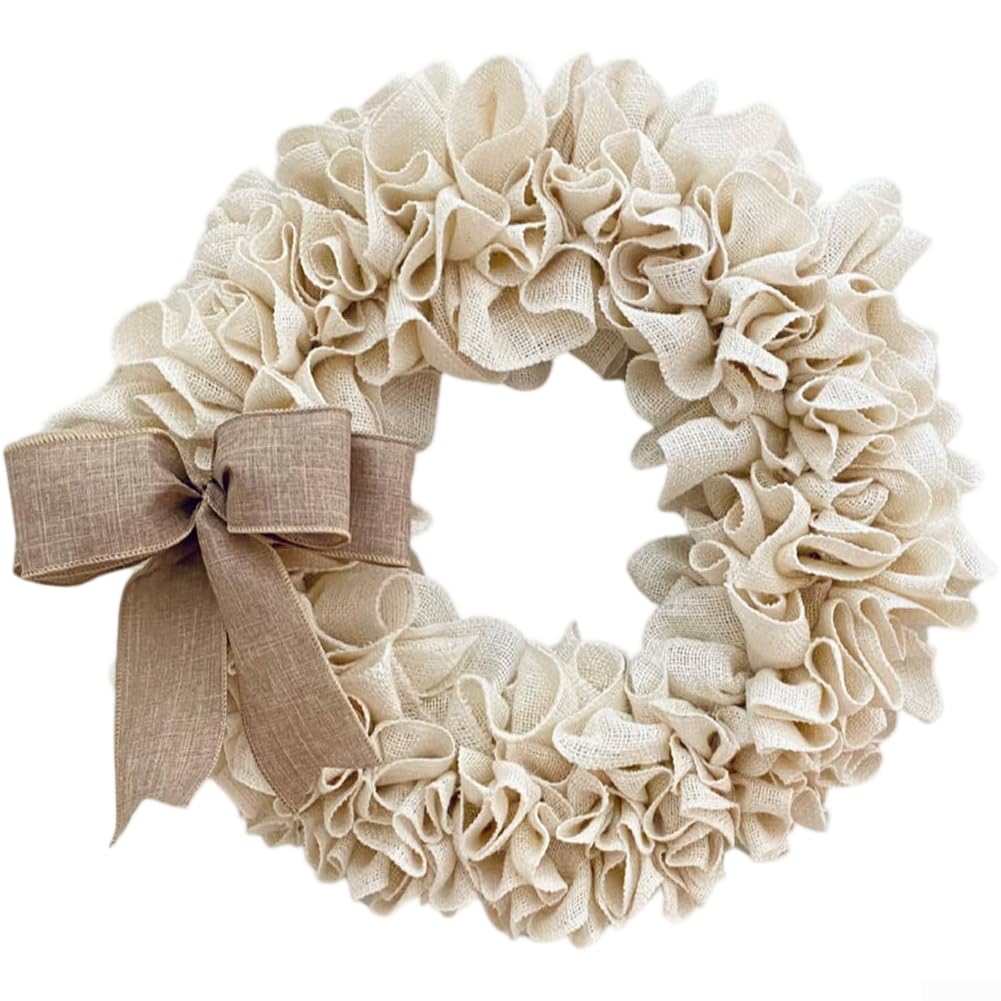 Couronne de Noël en jute rustique pour décoration de porte et fêtes saisonnières chic