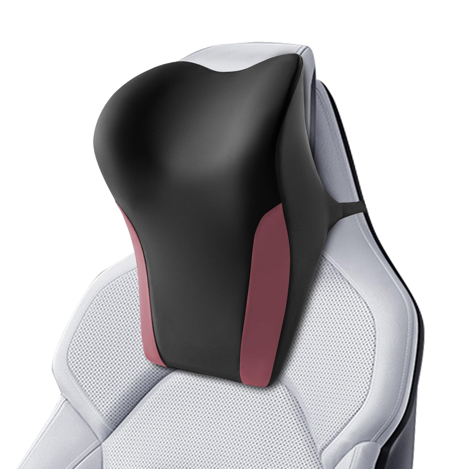 Photo 1 of BEBAS Car Headrest Pillow, Ergonomic Neck Pillow with Memory Foam, Enlarged Surface for Head Neck Shoulder Support, Breathable Removeable Car Seat Pillow for Pain Relief (Black Red)