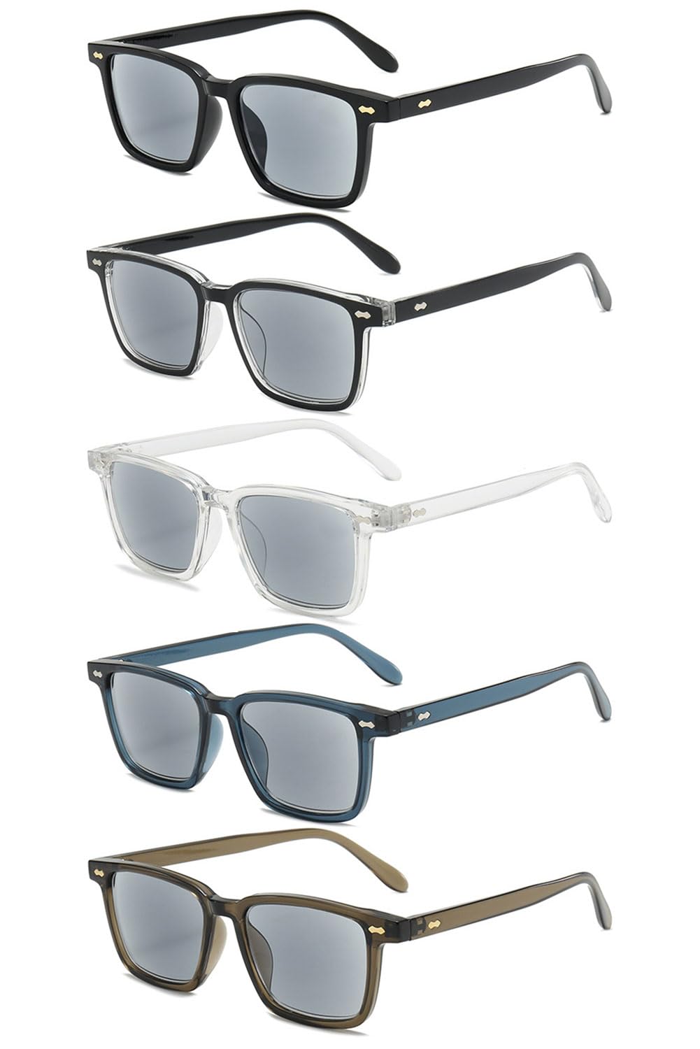 VEVESMUNDO Sonnenlesebrille Getönt Lesebrille Blaulichtfilter Rechteckig Damen Herren Sonnenbrille mit Sehhilfe mit UV-Sonnenschutz