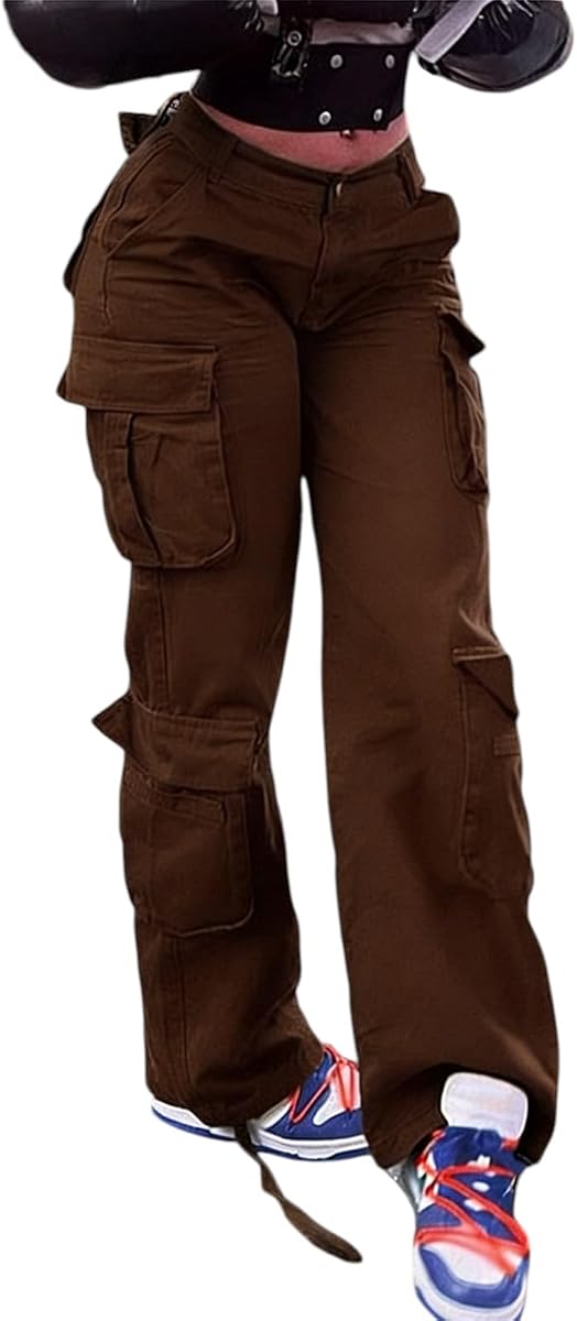 Cargo Jeans for Women High Waisted Boyfriend Style Distressed Y2K Denim Jeans Casual Denim Y2k Pants with Pockets