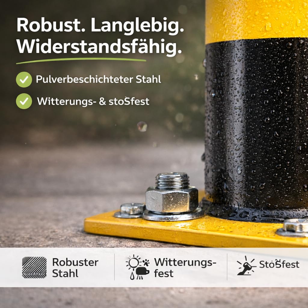 Lagerschutz - Rammschutzpfosten gelb ca. 110 cm - Rammschutzpoller, Absperrpfosten - Ø 60 mm Anfahrtschutz für Regal & Hochregale & Einfahrt & Hof & Garage