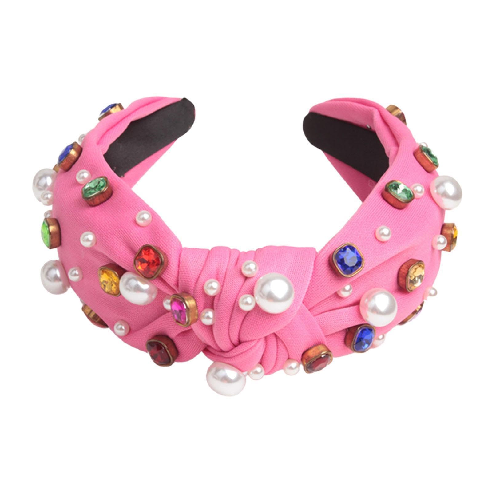 nivaa Knotted Headband Soft Headwear Hair Band Embellished Hairband for Women Prom Pink-picture-37