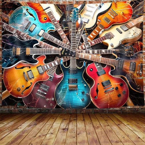 VEIGIKE Tapeçaria musical genial com tema de guitarra, tapete musical de rock and roll, para pendurar na parede, para quarto de homens e crianças, decoração de festa hippie, póster universitário,