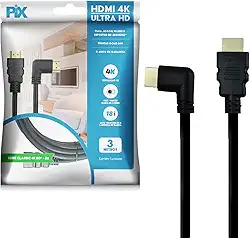 PIX Cabo HDMI 2.0 4K 19 Pinos - Plug 90 Graus, 3 Metros