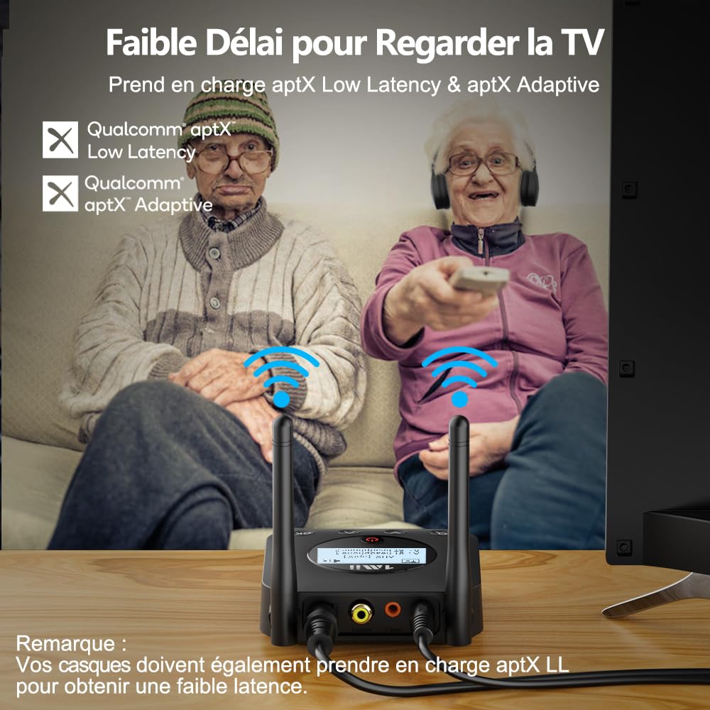 1Mii B06TX+ Émetteur Audio Bluetooth 5.3 pour TV avec Écran Visuel