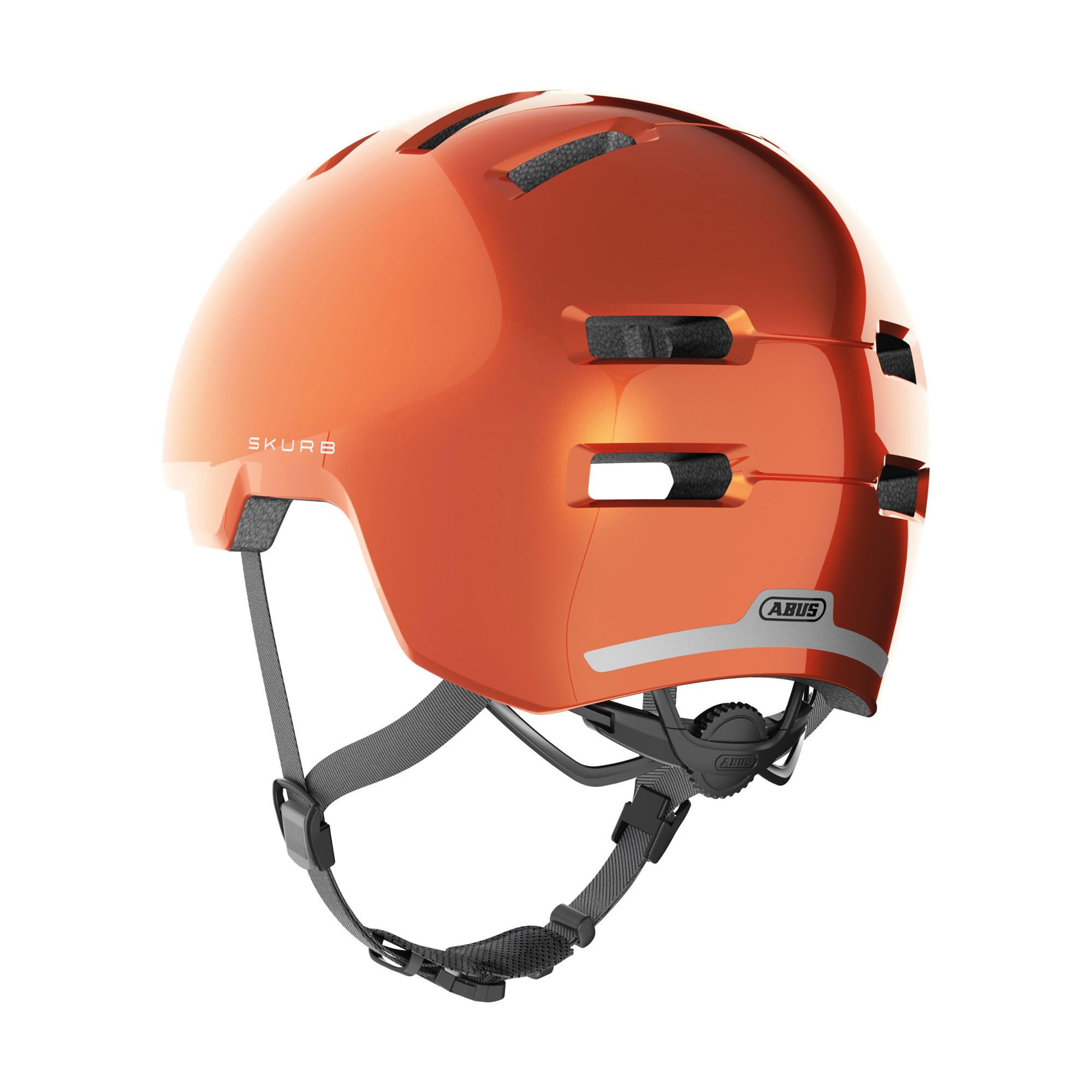 ABUS Casque Urbain Skurb, Orange, Taille L | Casque skate robuste, technologie In-Mold, réglable avec place pour tresse, 12 aérations