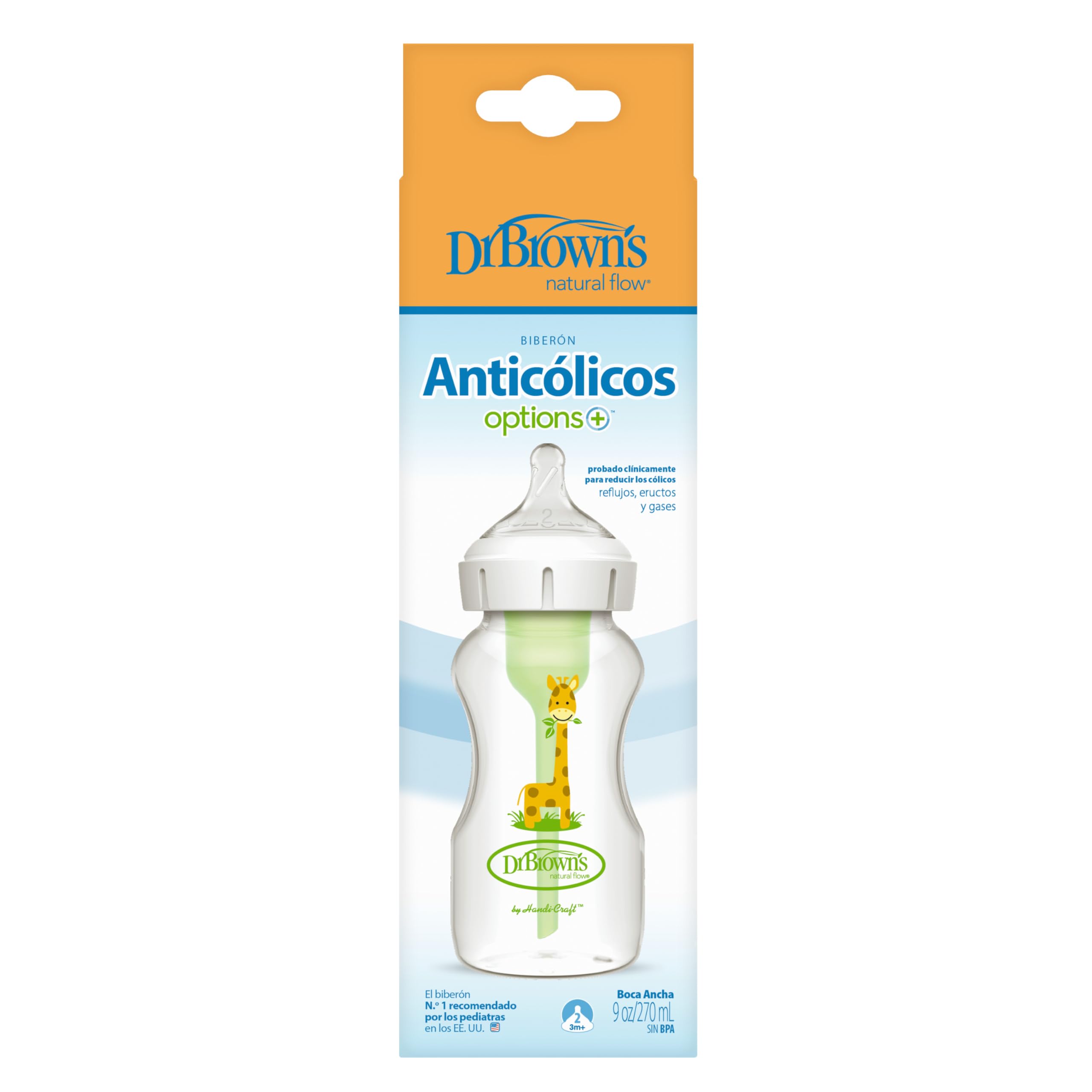 Biberon bocca larga 270 ml giraffa PP Options + tettarella N2